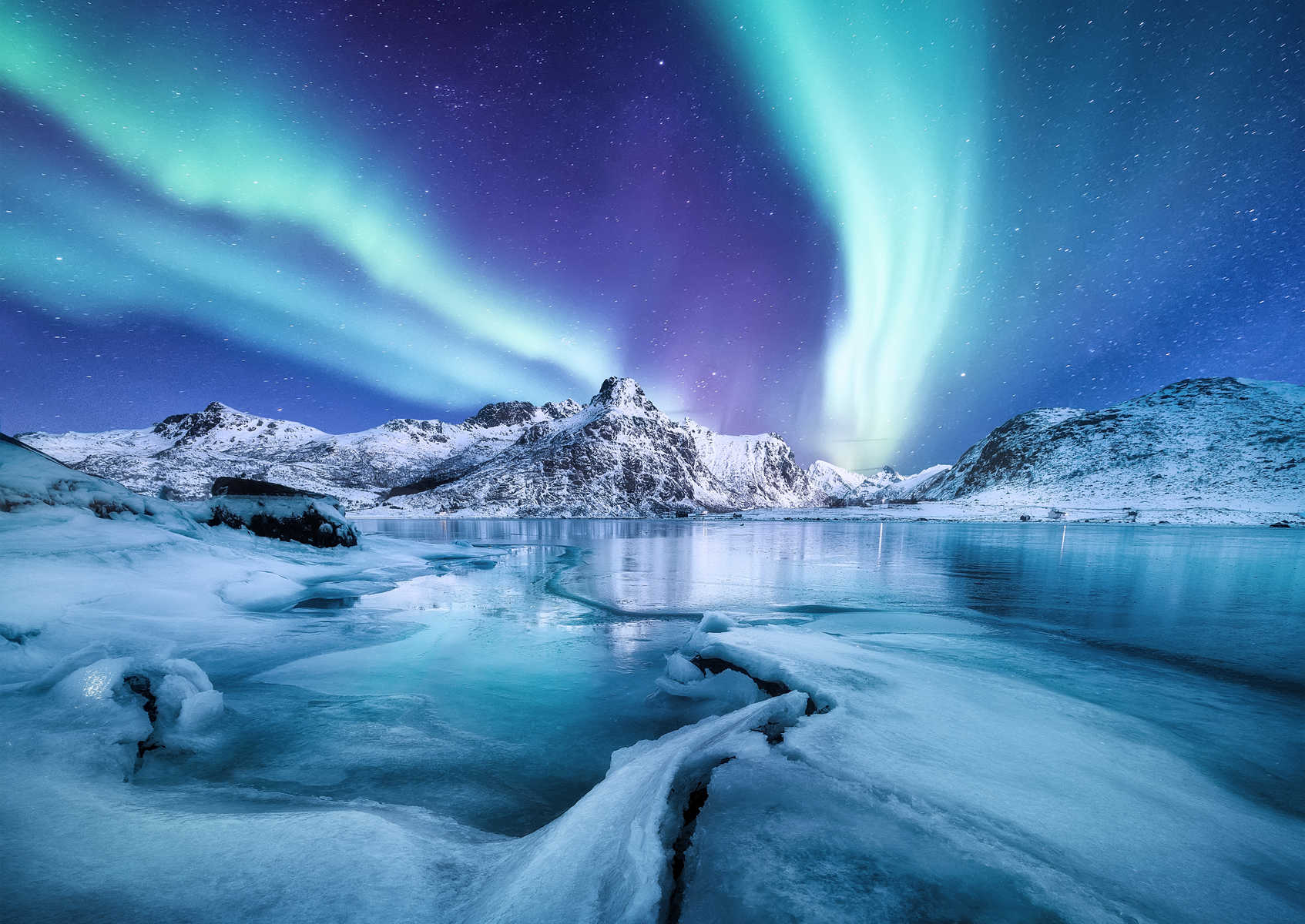 Aurores boréales en Norvège l'hiver