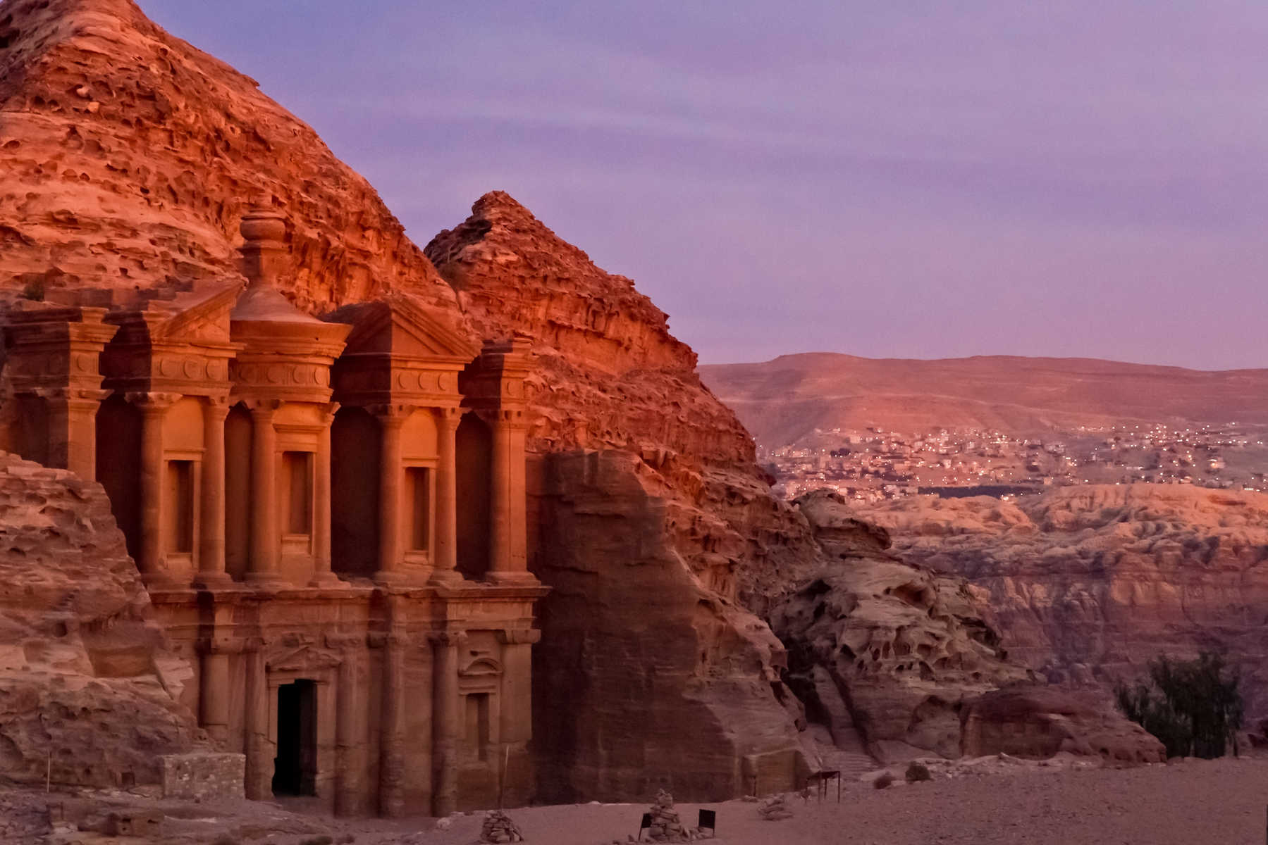 Coucher de soleil au Der, Pétra en Jordanie