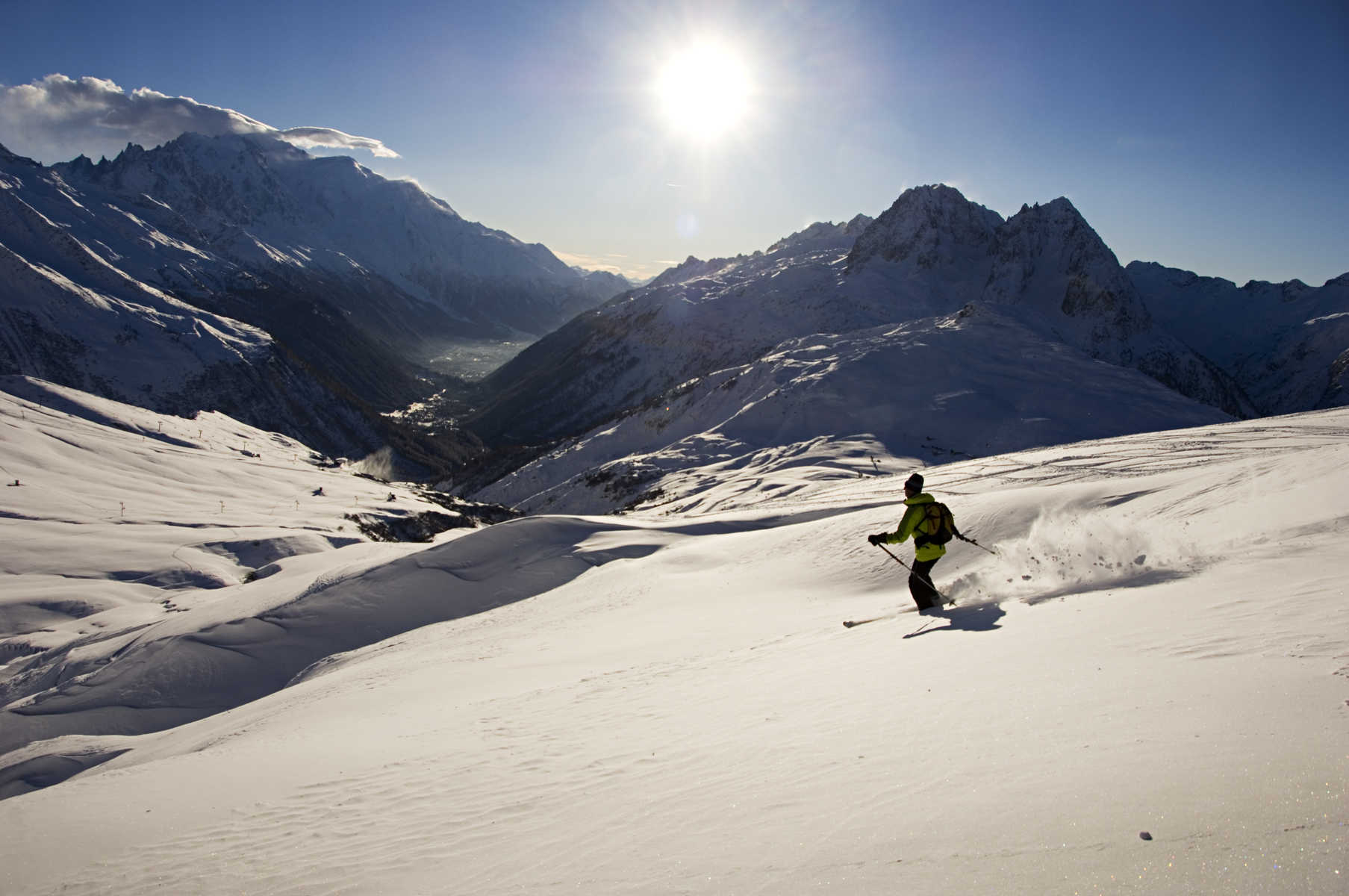 descente en ski de randonnée, massif de la Balme, Alpes