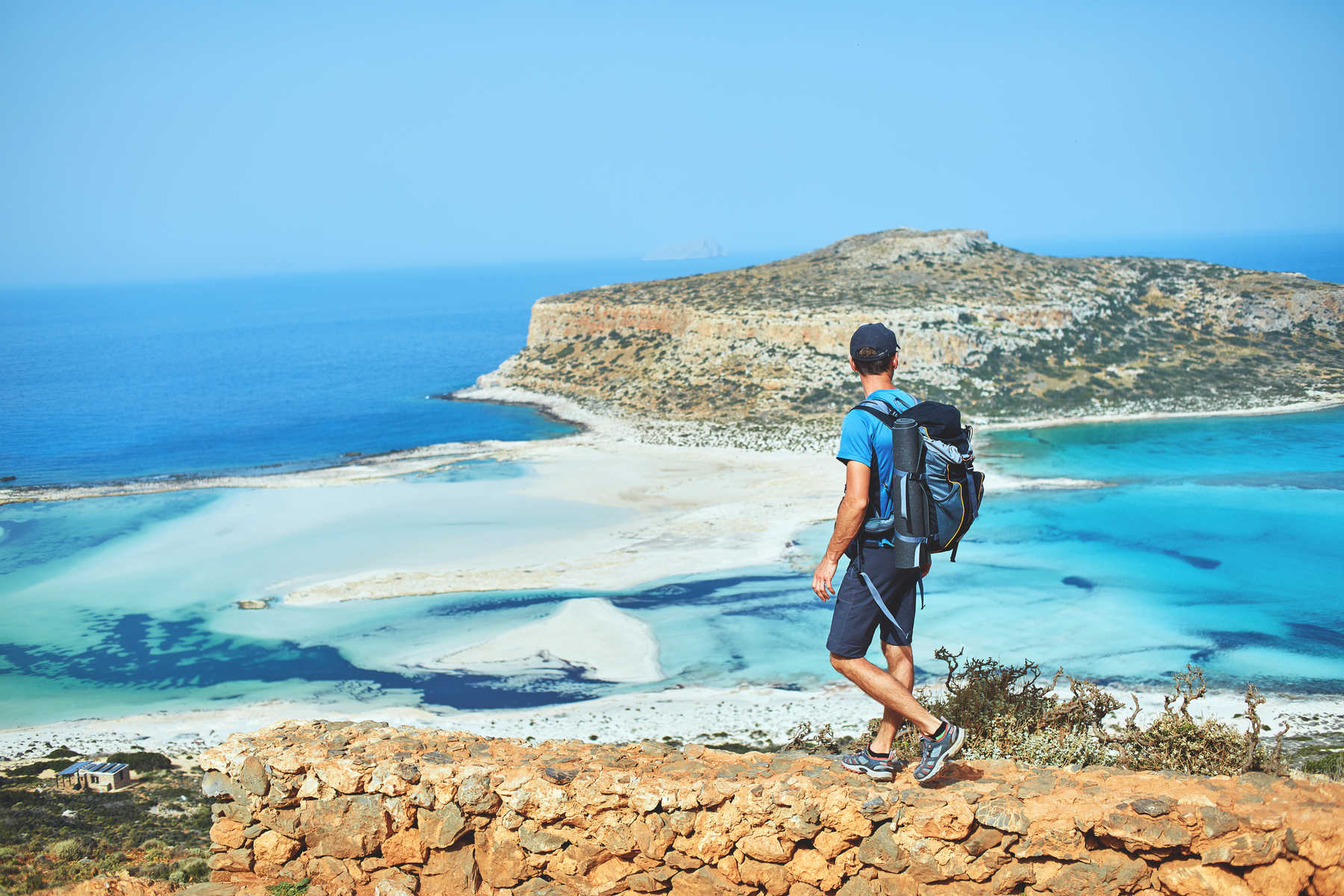Randonneur à Balos en Crète