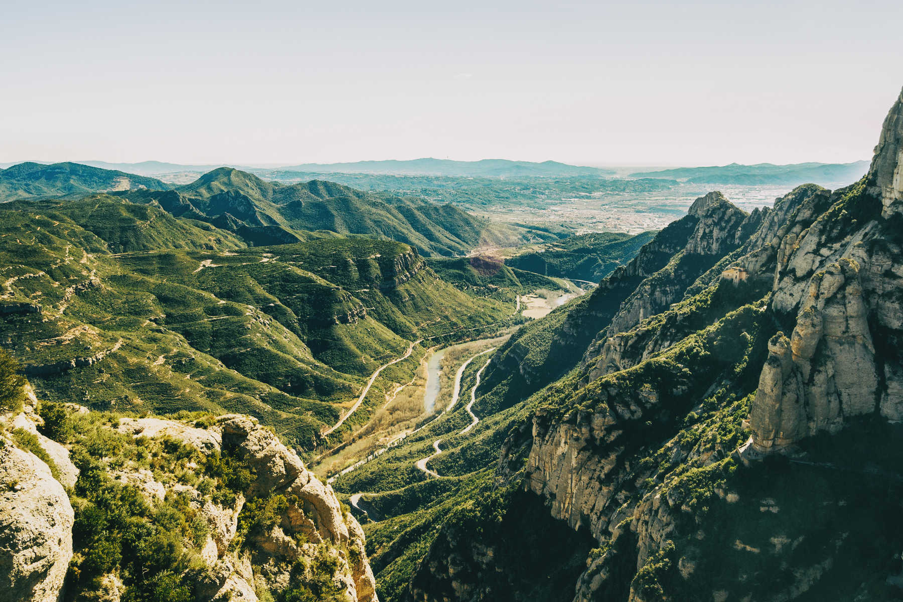 Vue depuis la montagne de Montserrat, en Catalogne, Espagne