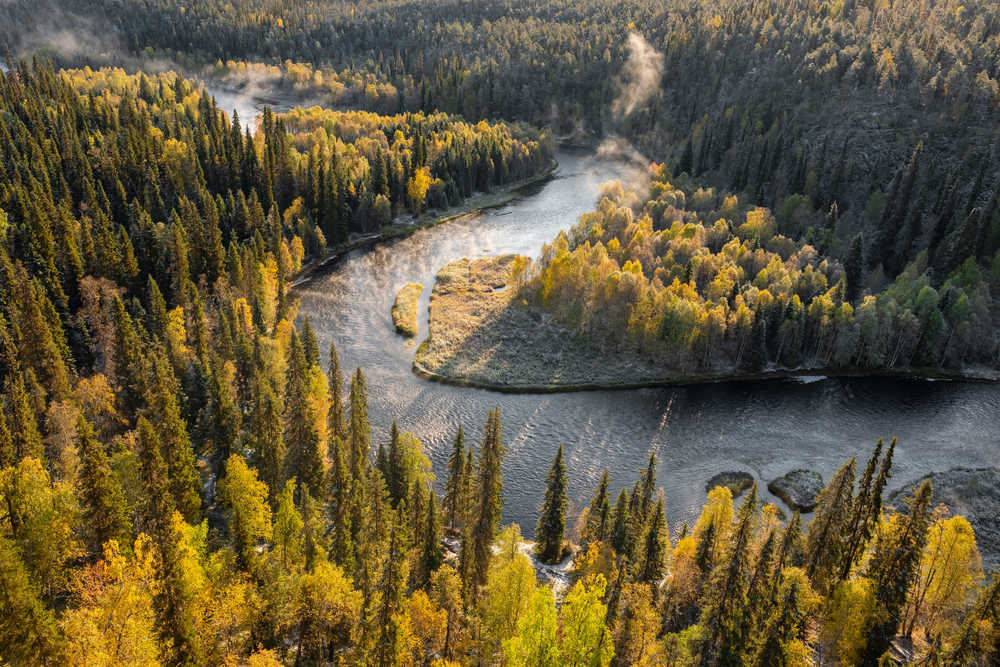 Autumn view in Oulanka National Park landscape