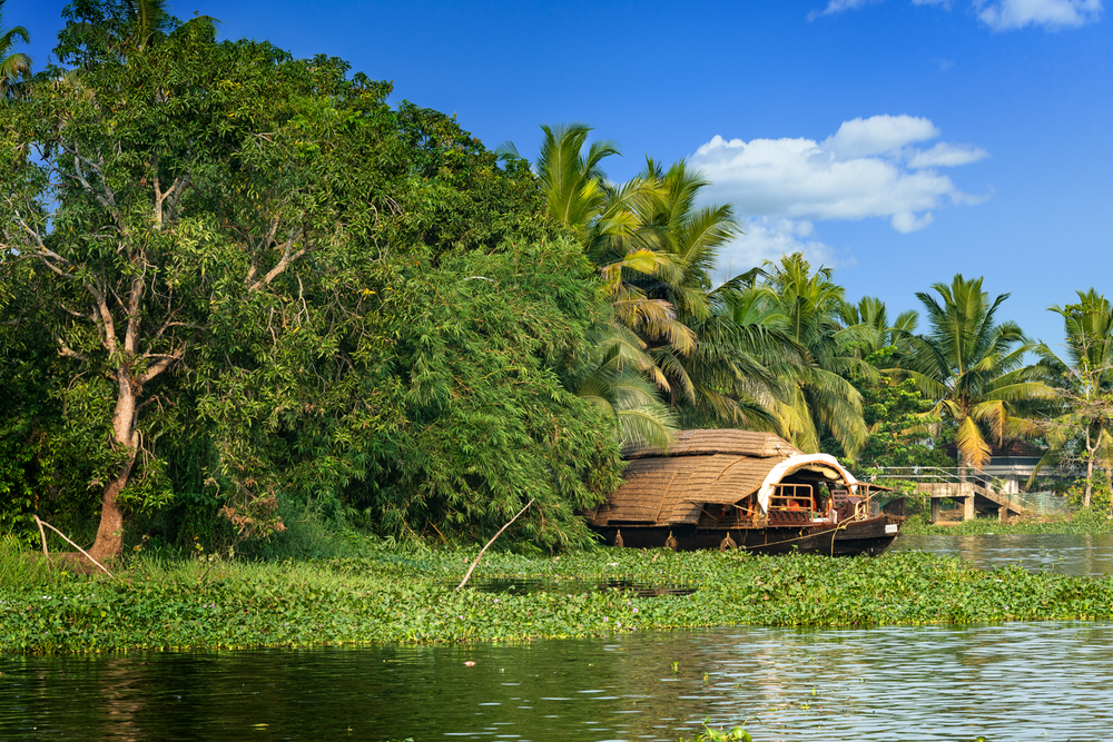 Bateau au Kerala sur une rivière, Inde