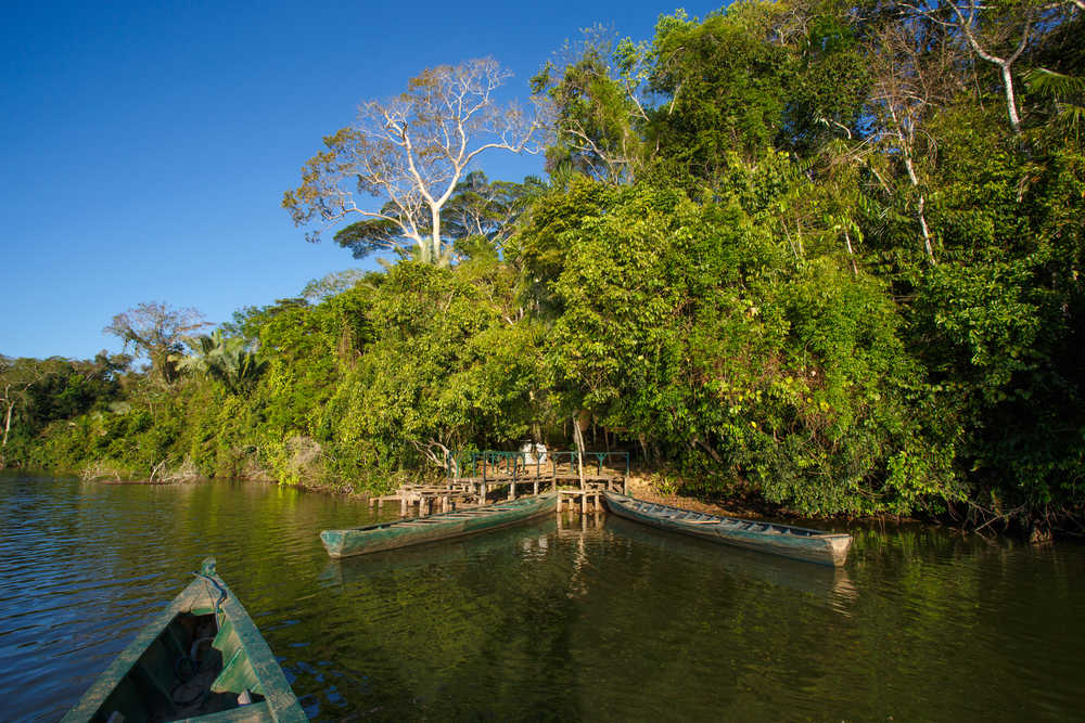 Bateau en Amazonie dans la region de Madre de Dios au Perou