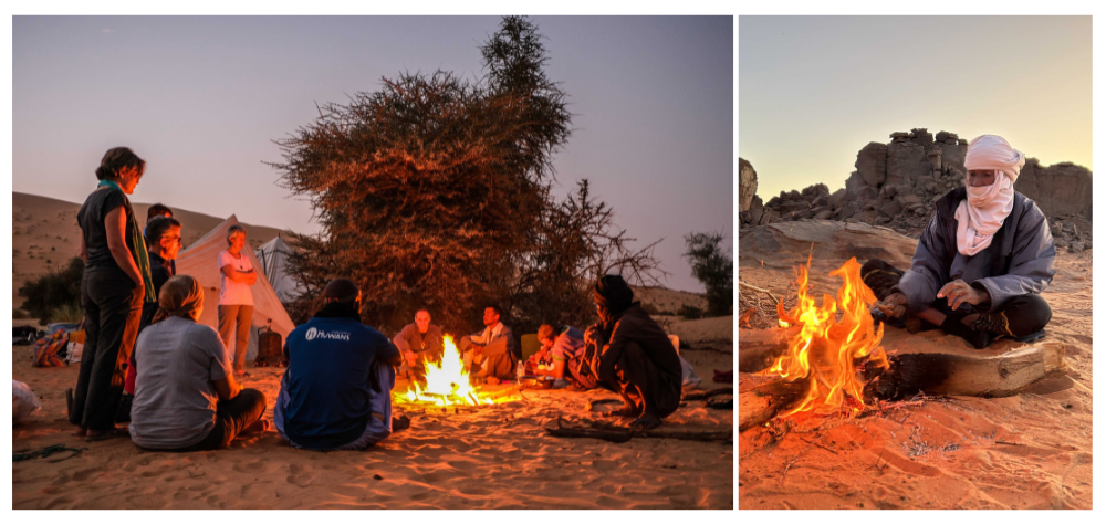 Bivouac en Mauritanie et Touareg devant le feu de camp en Algérie BLOG