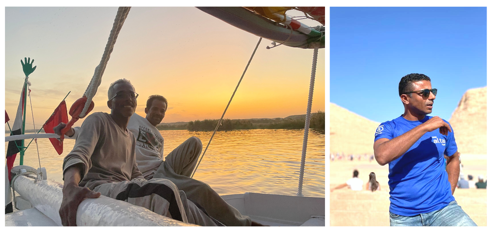Equipe locale en Egypte (marin sur la felouque et Réda guide égyptien)