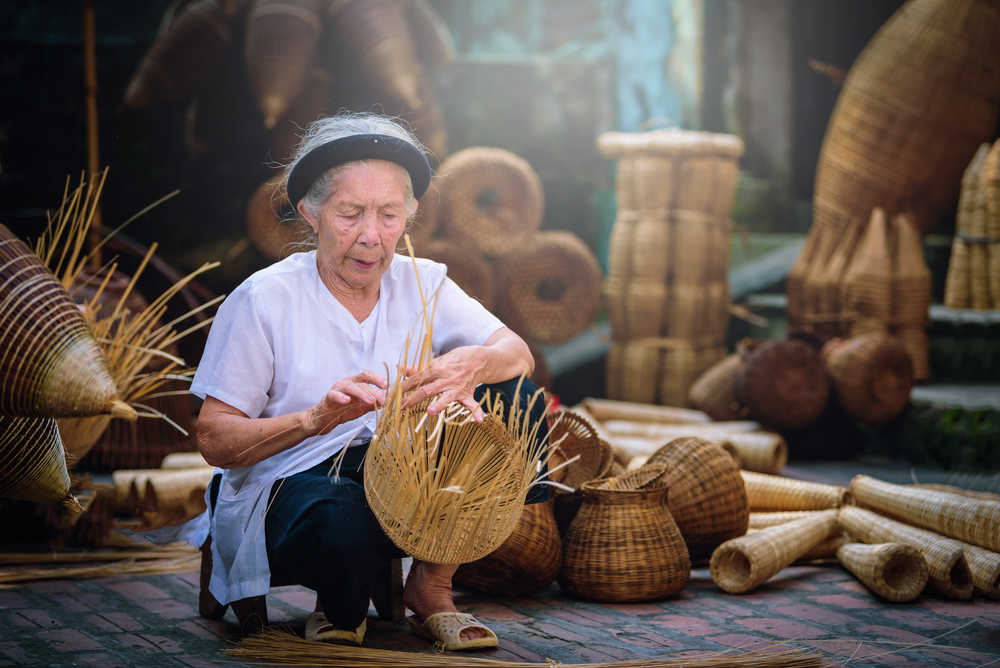 Femme avec panier Vietnam