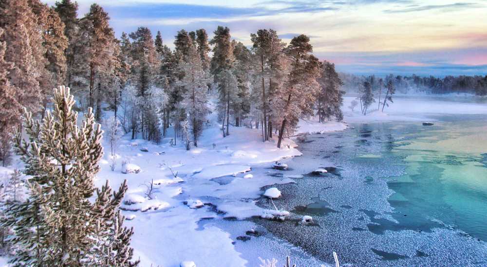 Finlande Ivalo forêt lac gelé