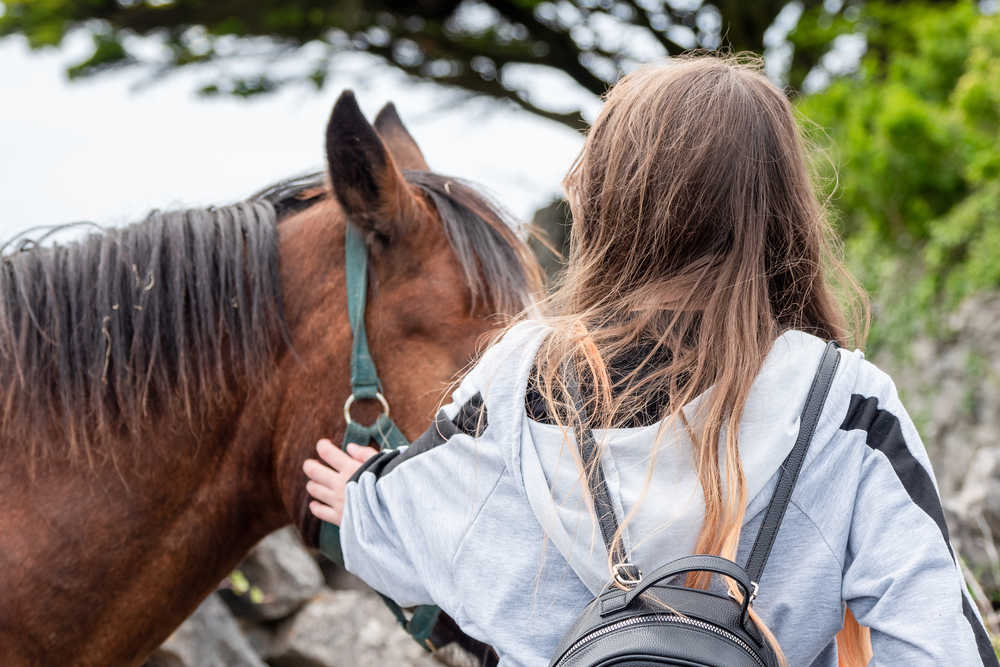 Jeune fille avec cheval en Irlande