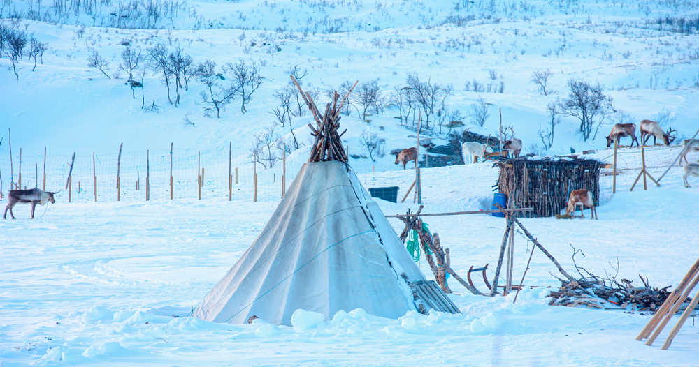 lavvu tente traditionnelle de la culture Sami en Norvège