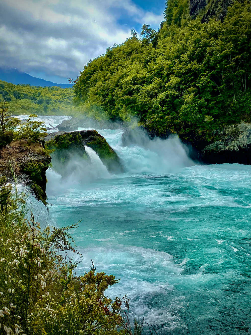 L'une des nombreuses cascades du fleuve Pétrohué en Patagonie