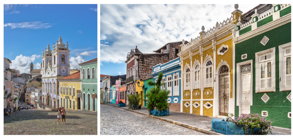 Maisons colorées de Salvador de Bahia au Brésil