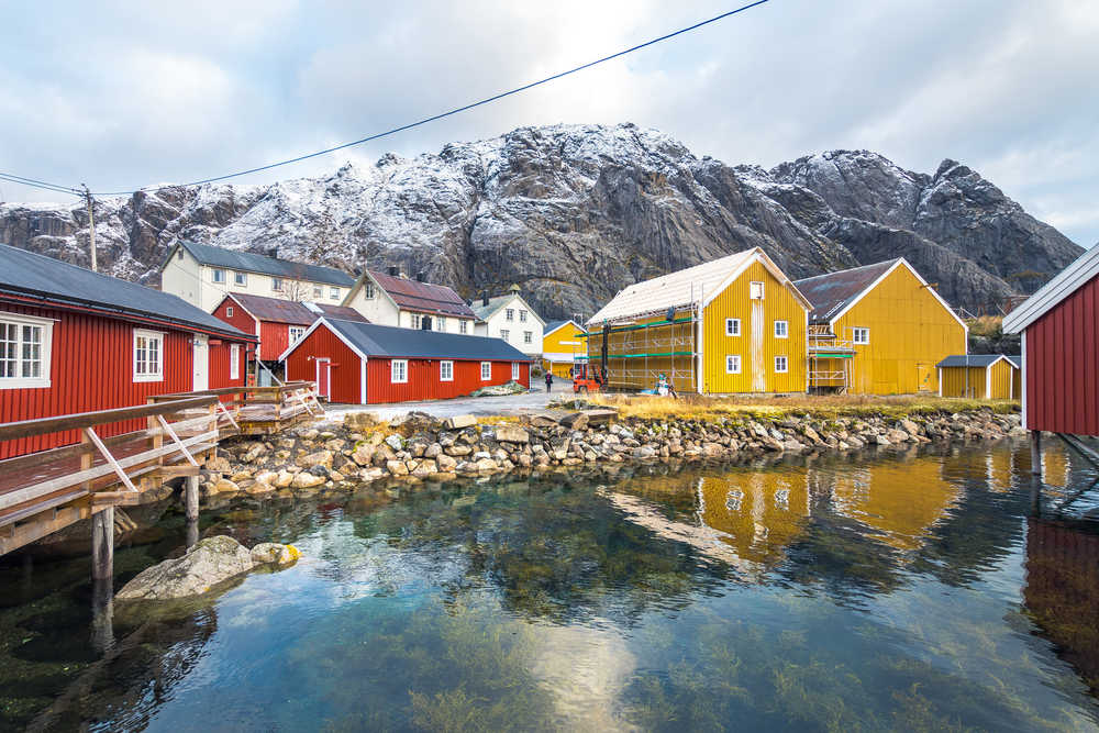 Maisons traditionnelles à Nusfjord, Norvège