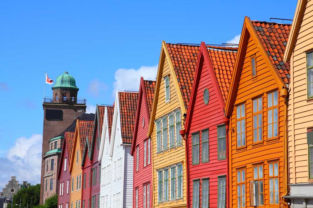 Maisons traditionnelles dans la rue Bryggen, Bergen, Oslo