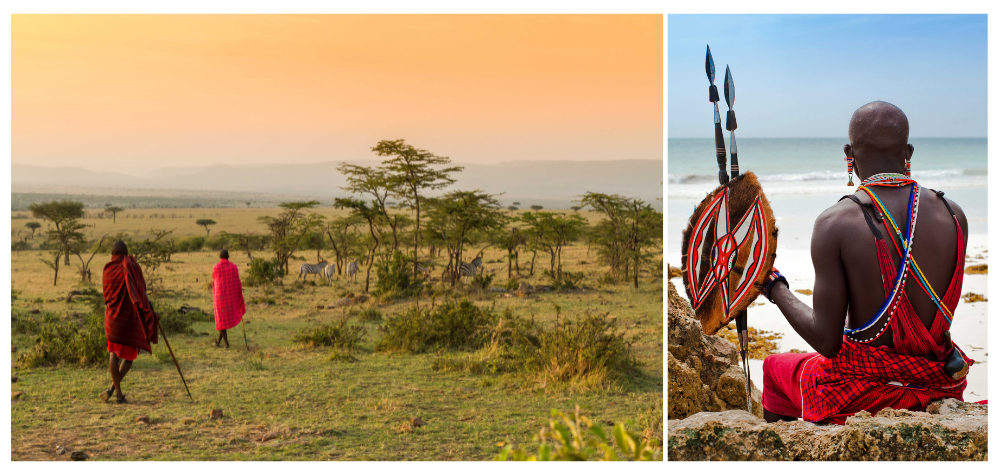 Masais dans la brousse et Masai guerrier BLOG