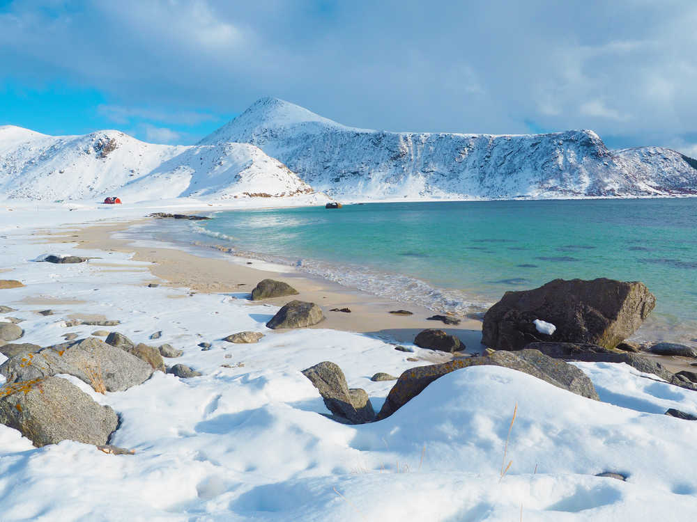 Norvège plage d’Haukland hiver