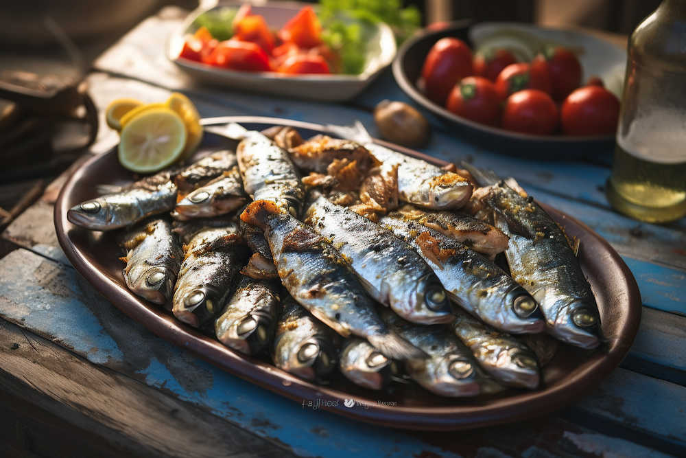 Plat traditionnel de sardines au Portugal