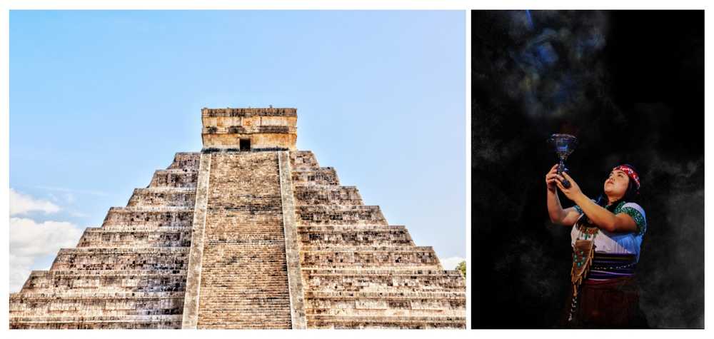 pyramide-maya-et-femme-shaman