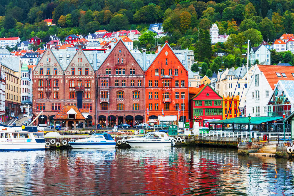 Quartier de Bryggen dans la ville de Bergen en Norvège