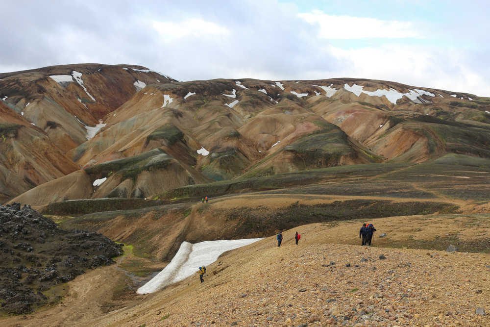 Randonneurs à Landmannalaugar en Islande