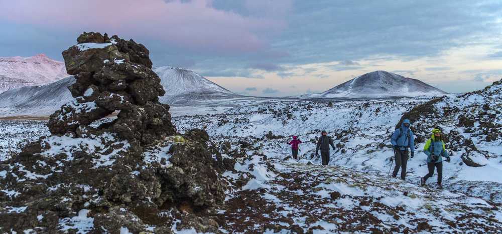 randonneurs en Islande en plein Hiver