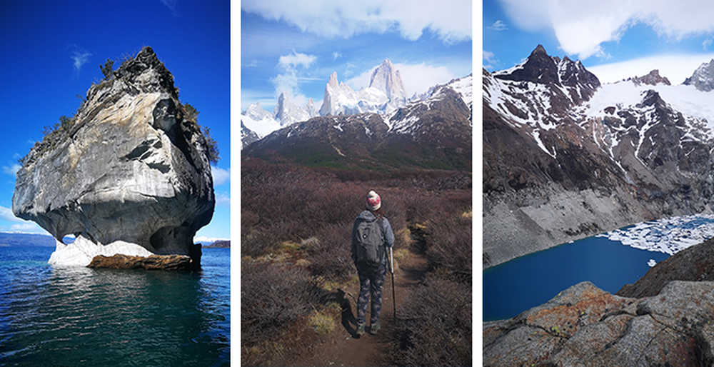 triptyque de photos du parc National de Patagonie Chilienne