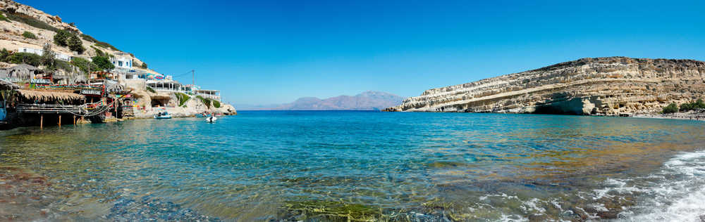Vue panoramique de la plage Matala, Crète