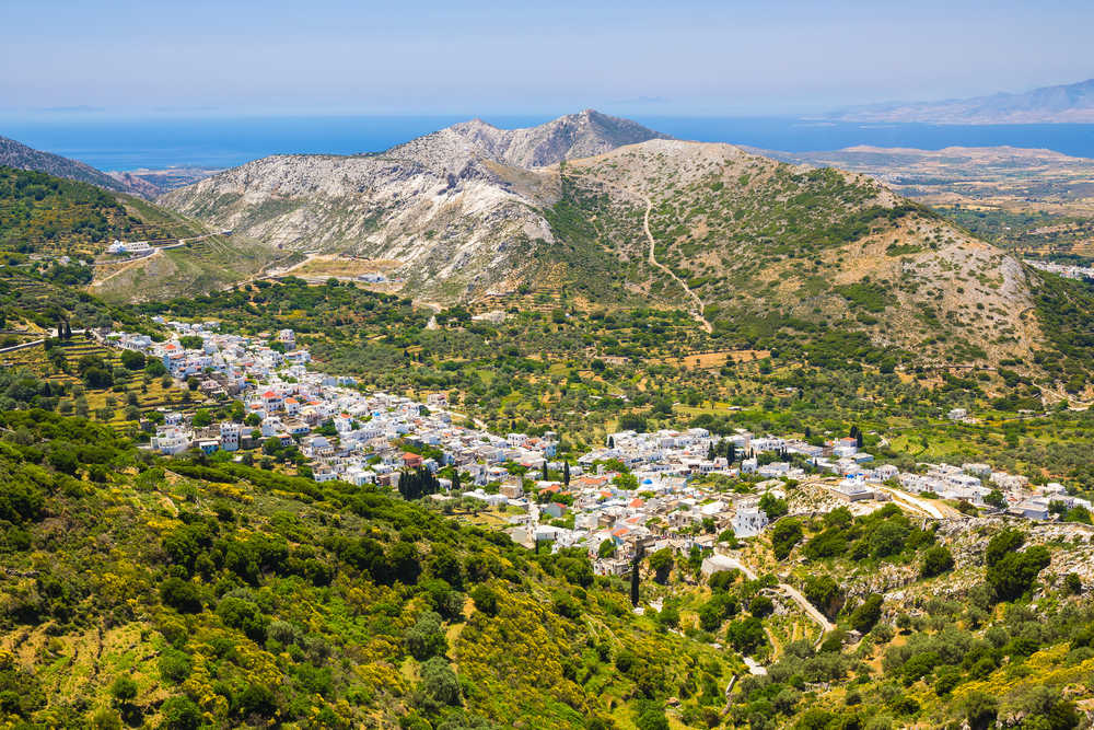 Vue panoramique du village de Chalki, Naxos, Grèce