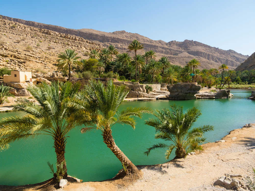 Vue sur l'exceptionnel Wadi Bani Khaled à Oman