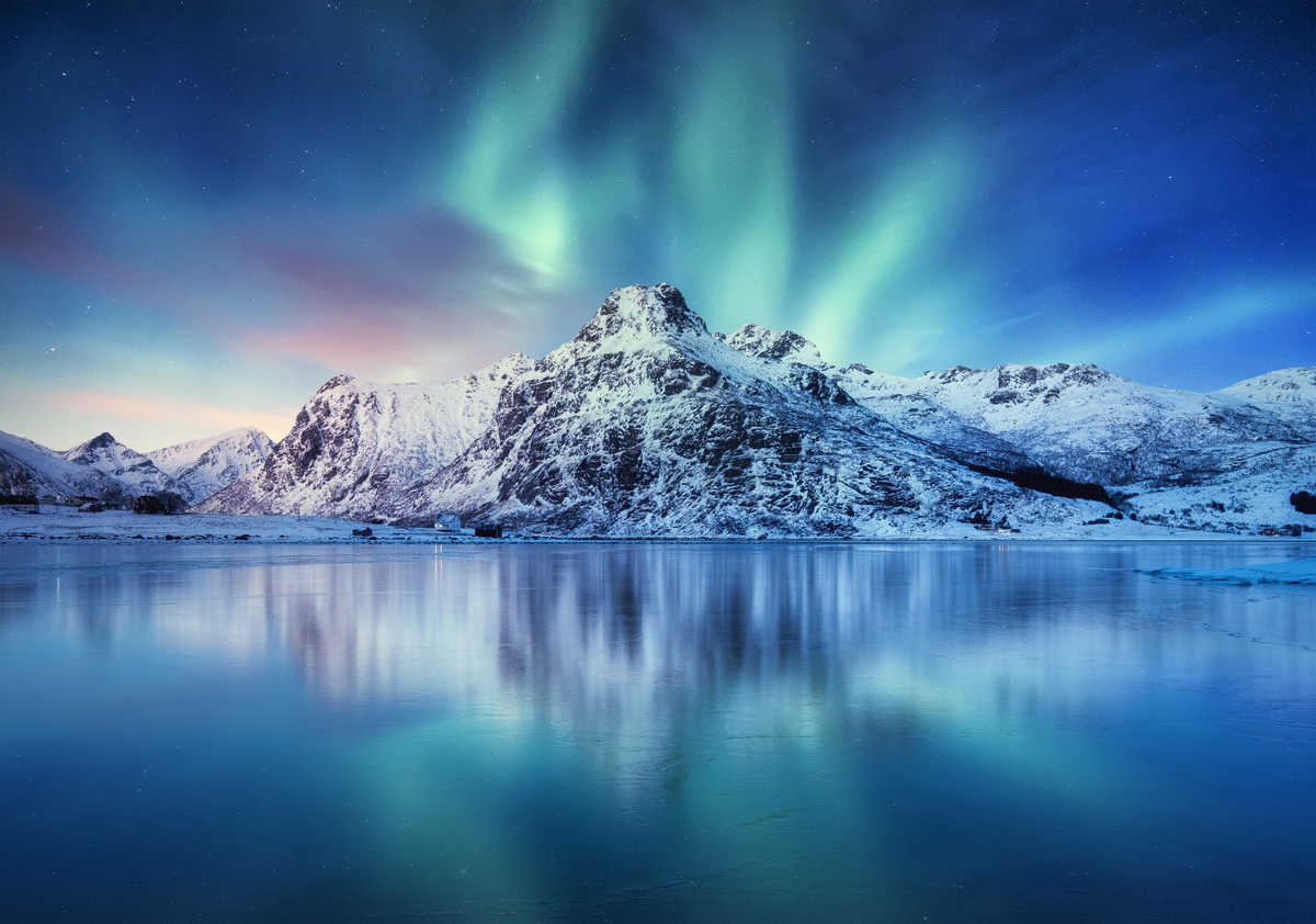 Aurores boréales en Norvège l'hiver
