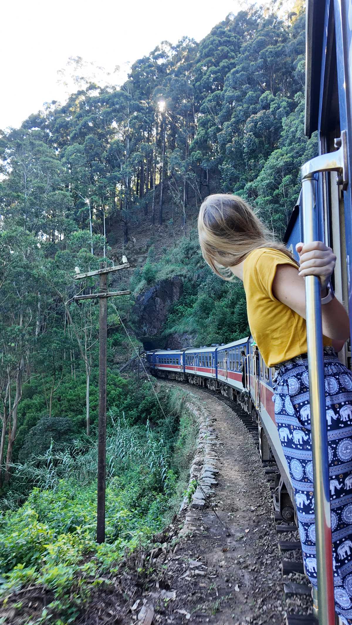 Femme dans un train de Bandarawela à Ohiya au Sri Lanka