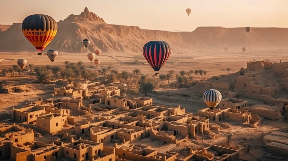 Montgolfière au dessus Louxor Egypte