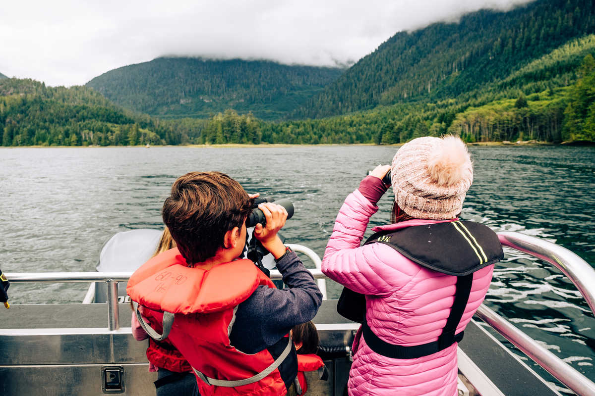 Observation des ours au large de l'île de Vancouver, Colombie Britannique, Canada
