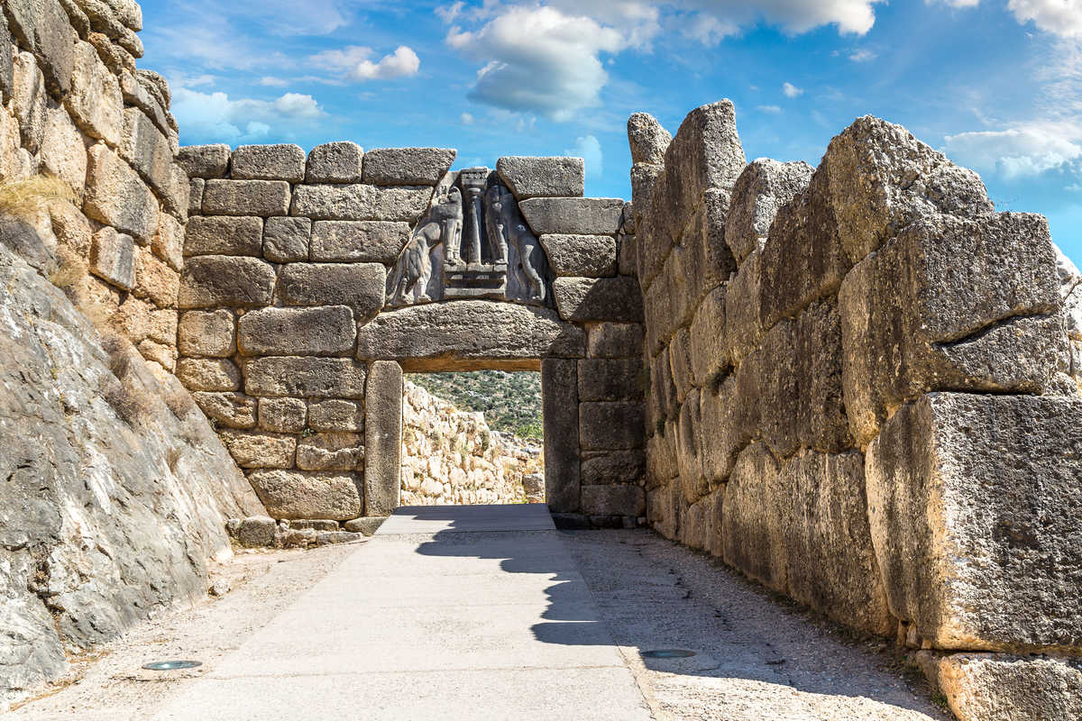 Porte des lionnes, cité de Mycènes, Argos, Peloponnèse, Grèce
