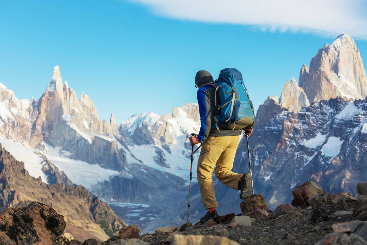 Randonneurs en Patagonie, Fitz Roy, Argentine.