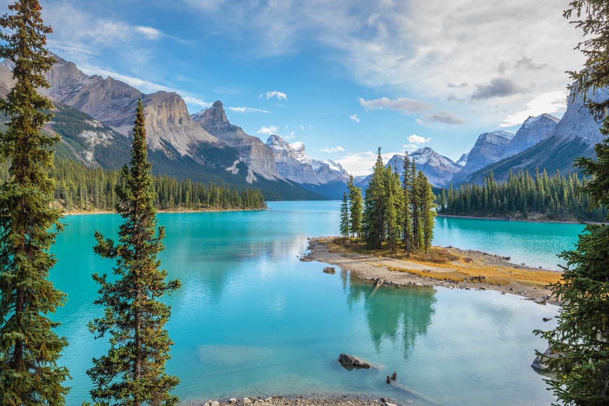 Spirit island au lac Maligne dans le parc national de Jasper, Canada