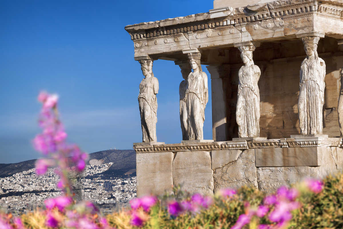 Temple du Parthénon au printemps sur l'Acropole d'Athènes, Grèce