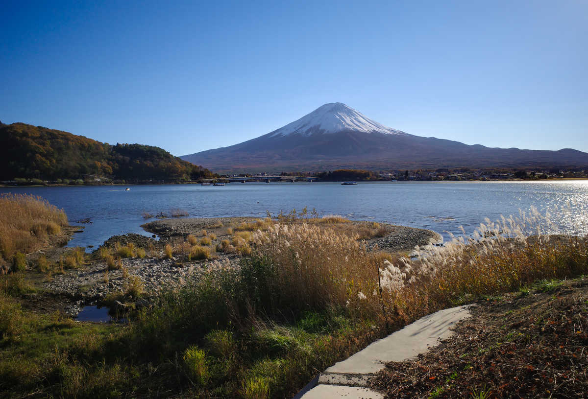 Vue sur le mont Fuji au bord du lac Sai, Kawaguchiko, Japon © Adobe Stock Vue sur le mont Fuji au bord du lac Sai, Kawaguchiko, Japon