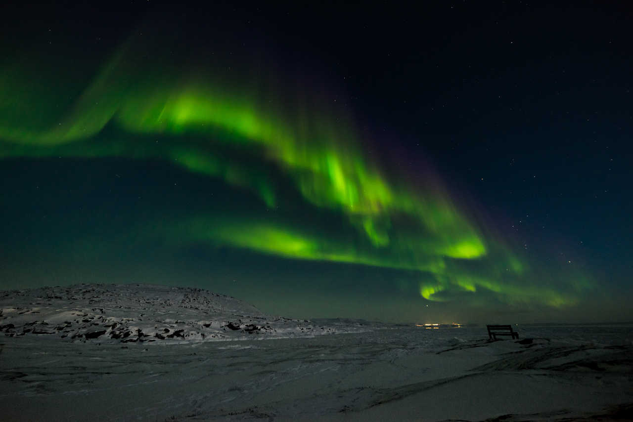 Aurores boréales au Groenland l'hiver