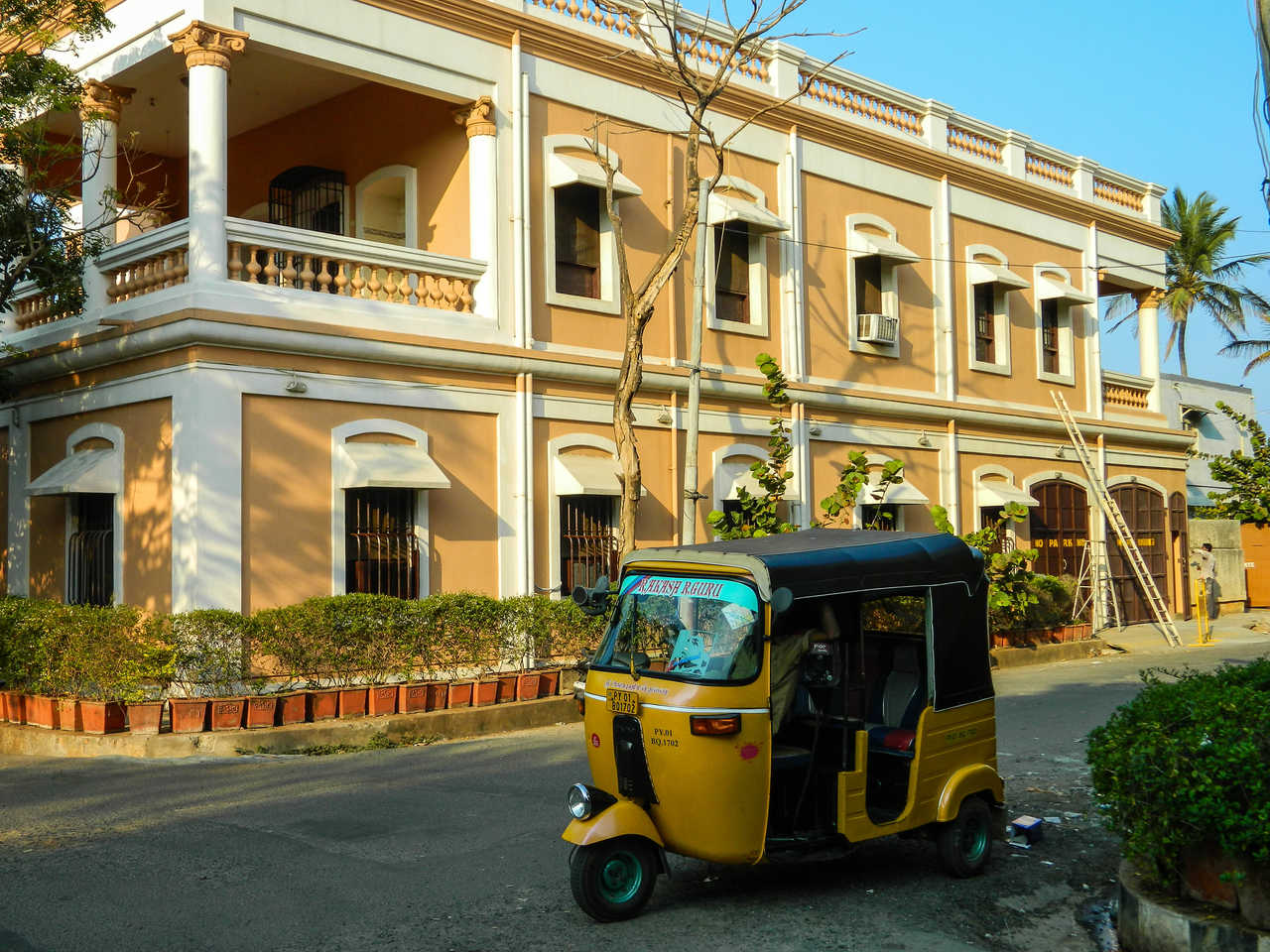 Autorickshaw dans le quartier colonial de Pondichery