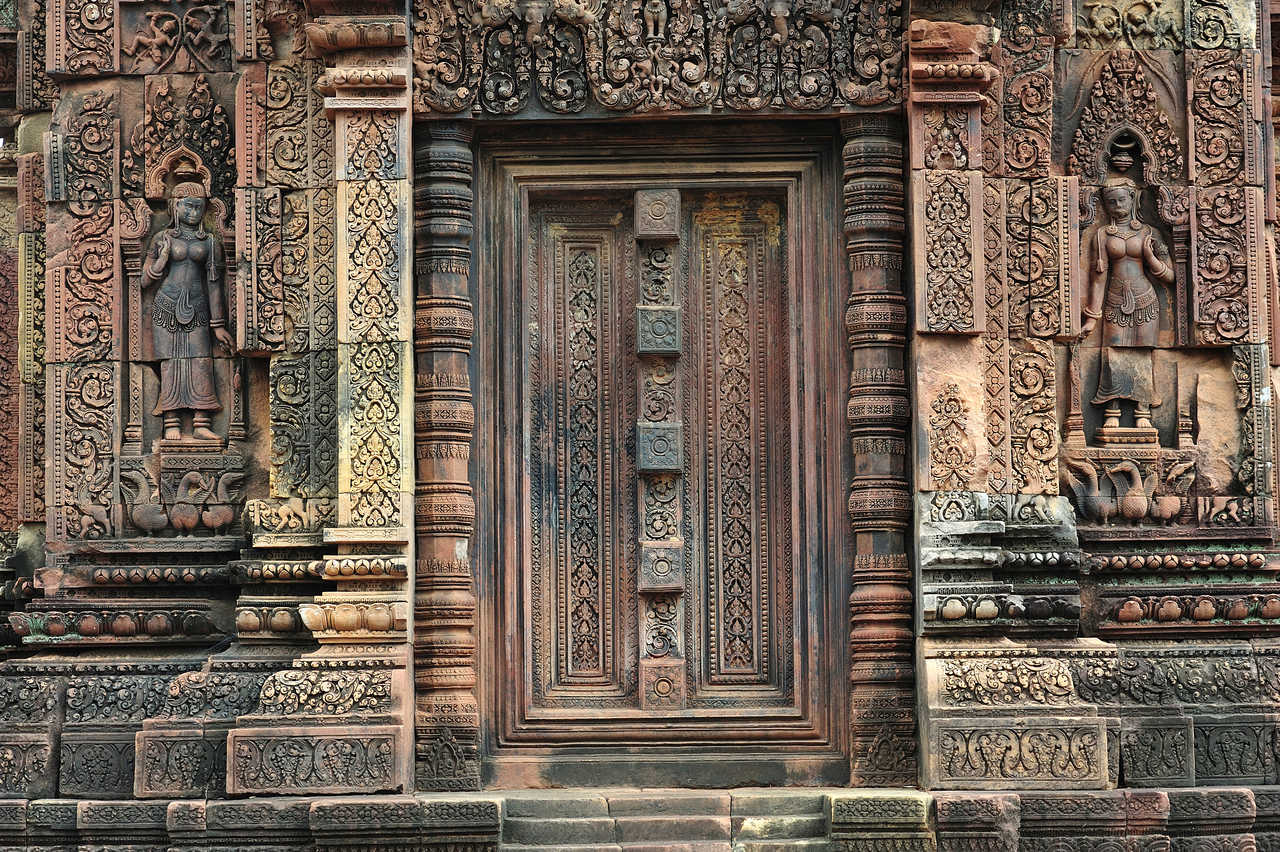 Cambodia Angkor Banteay Srey temple a false door
