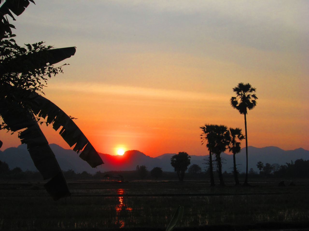 Coucher de soleil, Kanchanaburi, Thailande
