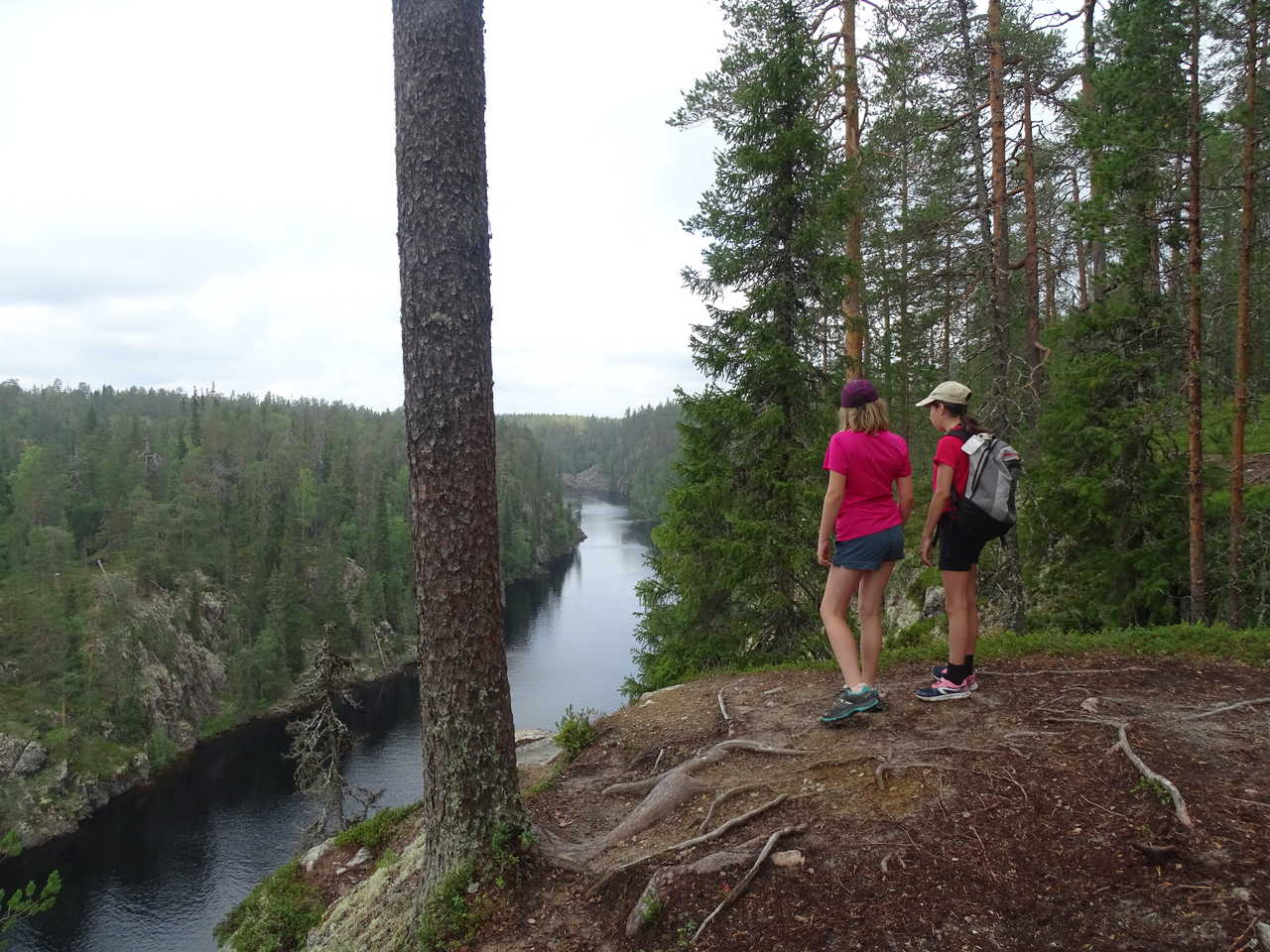 Enfants admirant le point de vue d'un paysage en Finlande