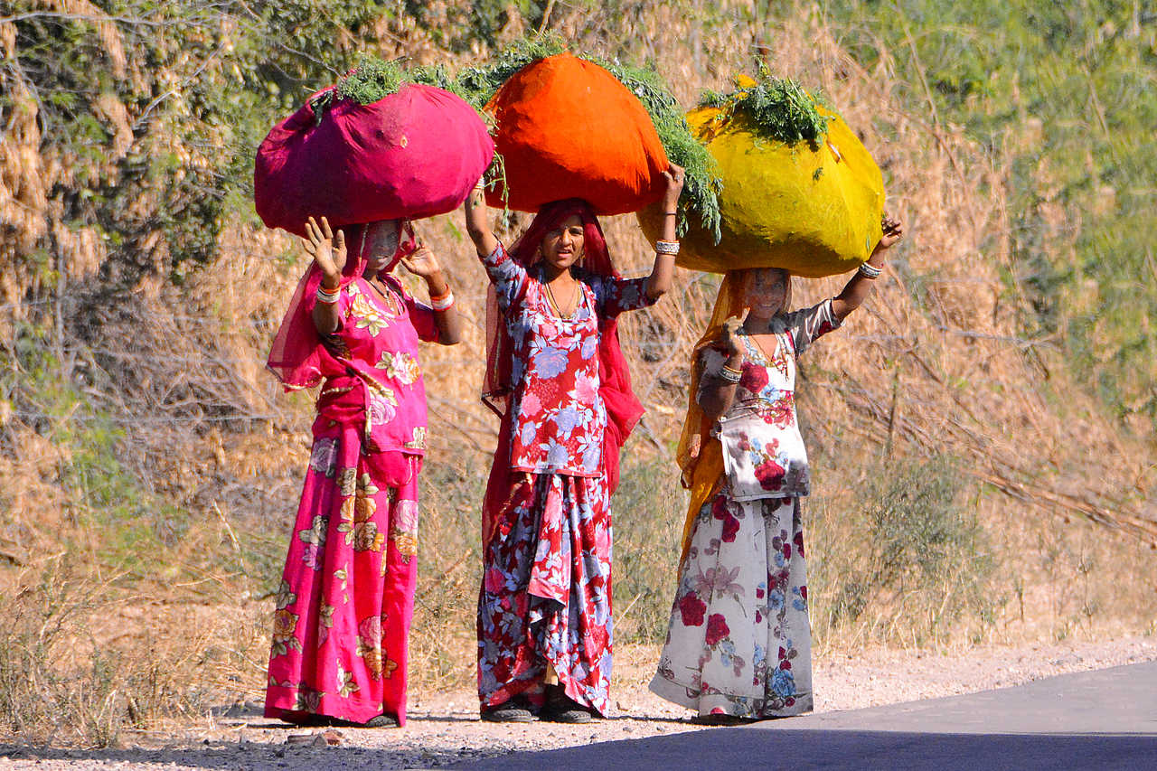 Femmes indiennes sur la route