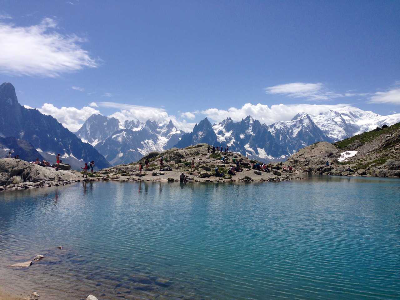 Lac blanc face au Mont Blanc à Chamonix