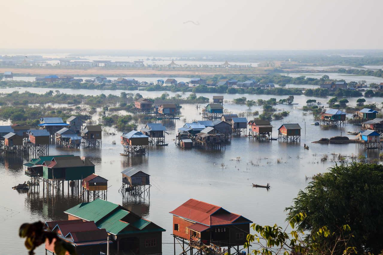Maisons à Tonlé Sap, Siem Reap, Cambodge