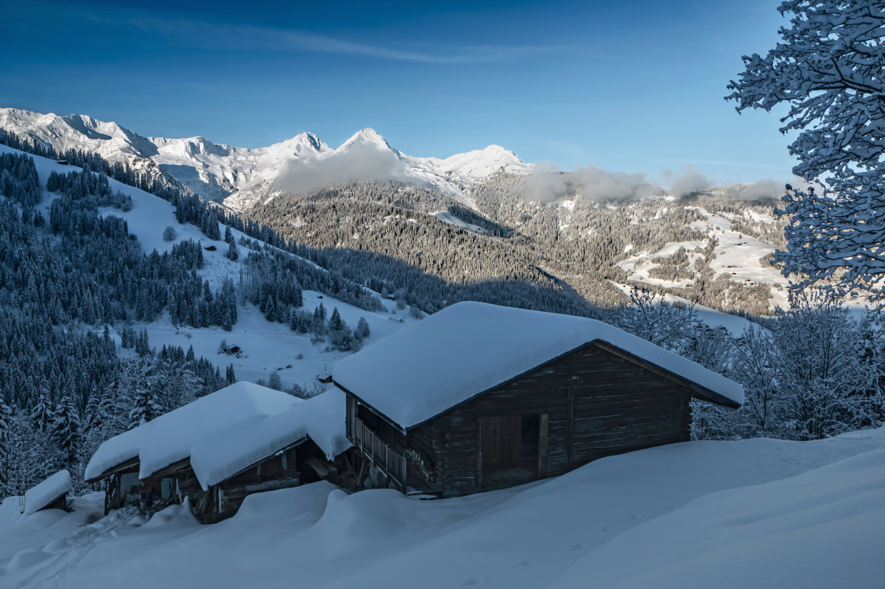 Maisons enneigées dans le Beaufortain