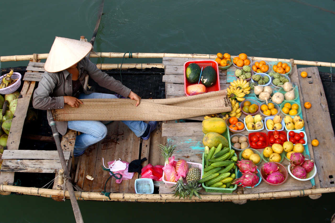 Marché flottant au Vietnam