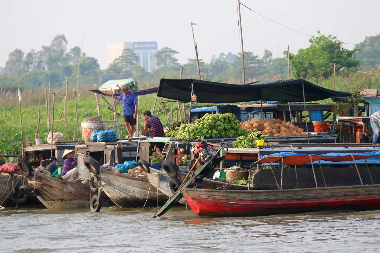 Marché flottant du Long Xuyen, Croisière delta du Mékong, Vietnam