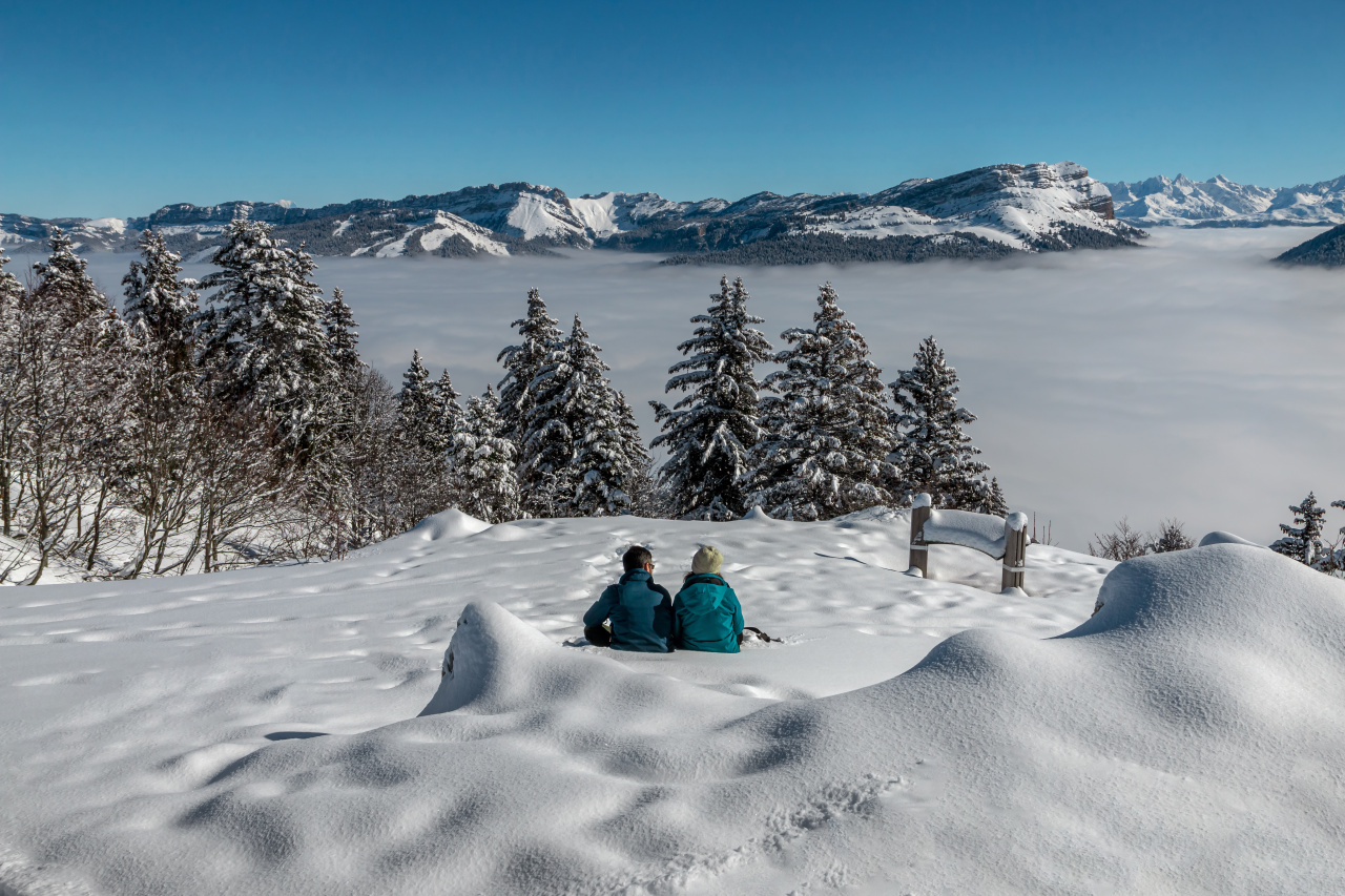 Marcheurs dans la neige dans le massif de la Chartreuse